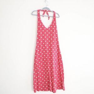 Boden US 10 Polka Dot Halter Jersey Dress Elastic Shelf Bra Pink